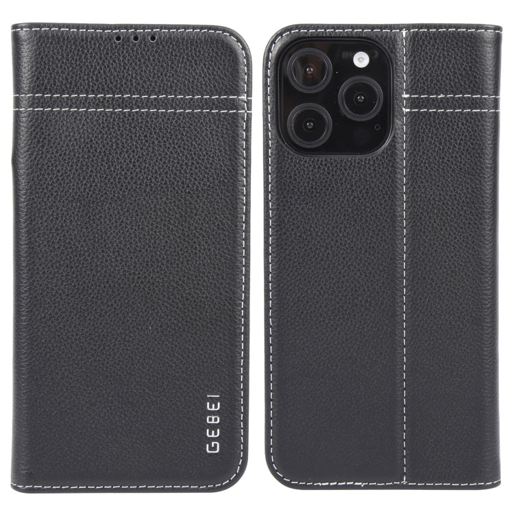 GEBEI Top-grain Horizontal Flip Leather Phone Case, For iPhone 16 Pro Max, For iPhone 16 Pro, For iPhone 16 Plus, For iPhone 16, For iPhone 15 Pro Max, For iPhone 15 Pro, For iPhone 15 Plus, For iPhone 15