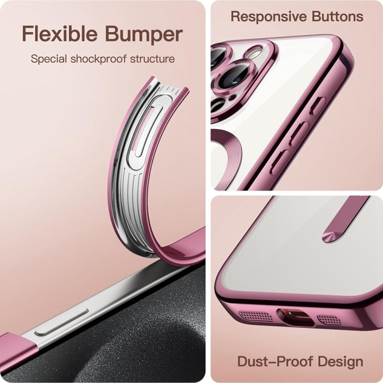 Transparent Electroplated Magsafe Magnetic TPU Phone Case, For iPhone 16 Pro Max, For iPhone 16 Pro, For iPhone 16, For iPhone 15 Pro Max, For iPhone 15 Pro, For iPhone 15