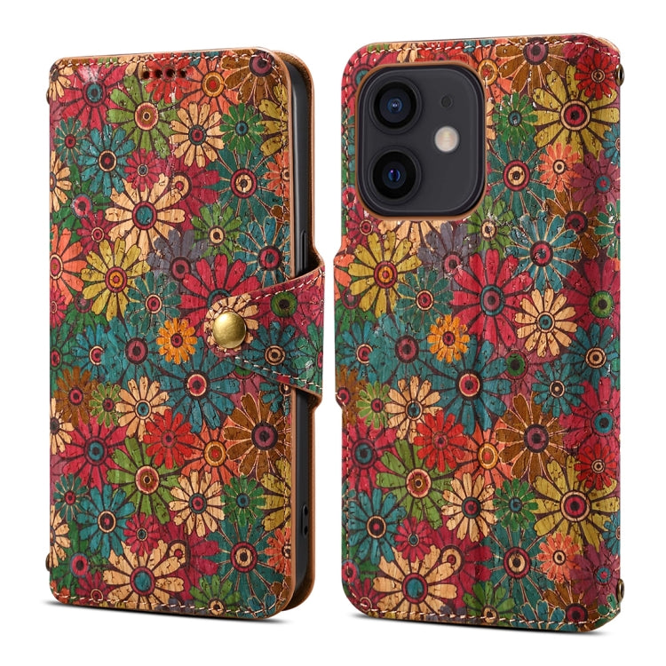 Denior Flower Language Series Cork Fabric Oil Edge Leather Phone Case, For iPhone 12 Pro Max, For iPhone 12 Pro, For iPhone 11 Pro Max, For iPhone 11, For iPhone 11 Pro