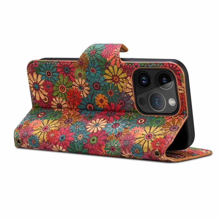 Denior Flower Language Series Cork Fabric Oil Edge Leather Phone Case, For iPhone 15 Plus, For iPhone 15, For iPhone 14 Plus, For iPhone 14, For iPhone 14 Pro, For iPhone 14 Pro Max