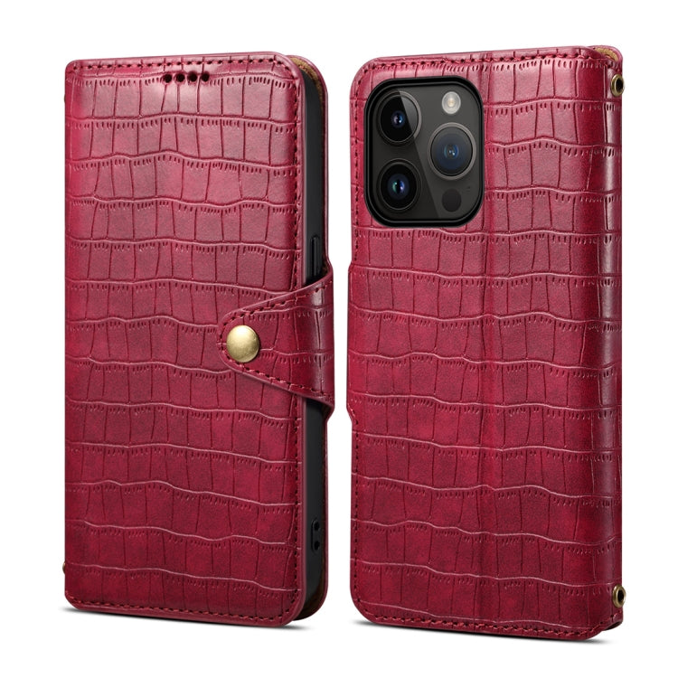 Denior Crocodile Texture Oil Edge Leather Phone Case, For iPhone 16 Pro Max, For iPhone 16 Pro, For iPhone 16 Plus, For iPhone 16, For iPhone 15 Pro Max, For iPhone 15 Pro, For iPhone 15 Plus, For iPhone 15