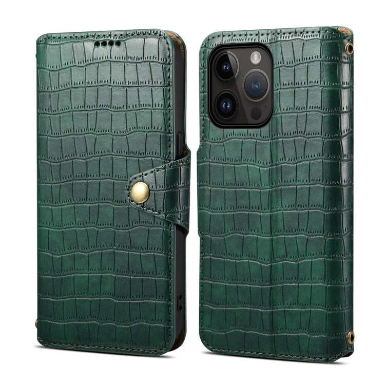 Denior Crocodile Texture Oil Edge Leather Phone Case, For iPhone 16 Pro Max, For iPhone 16 Pro, For iPhone 16 Plus, For iPhone 16, For iPhone 15 Pro Max, For iPhone 15 Pro, For iPhone 15 Plus, For iPhone 15