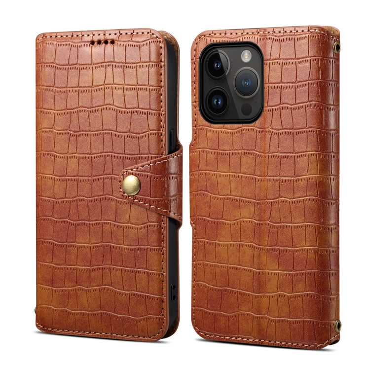 Denior Crocodile Texture Oil Edge Leather Phone Case, For iPhone 16 Pro Max, For iPhone 16 Pro, For iPhone 16 Plus, For iPhone 16, For iPhone 15 Pro Max, For iPhone 15 Pro, For iPhone 15 Plus, For iPhone 15