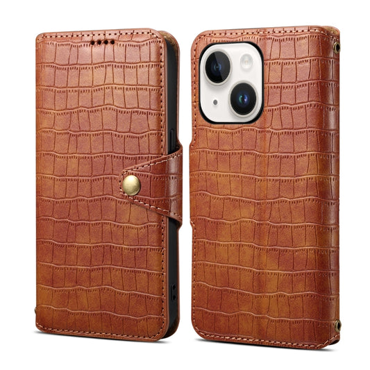 Denior Crocodile Texture Oil Edge Leather Phone Case, For iPhone 15 Plus, For iPhone 15, For iPhone 14 Plus, For iPhone 14, For iPhone 14 Pro, For iPhone 14 Pro Max
