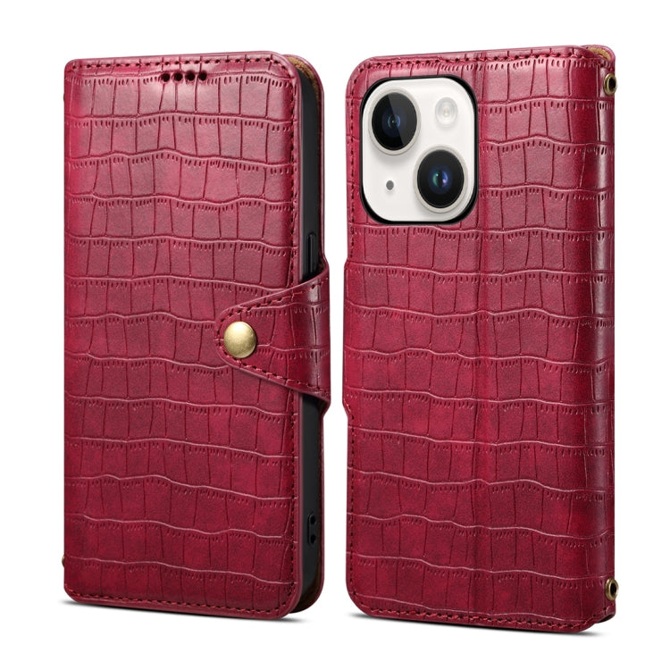 Denior Crocodile Texture Oil Edge Leather Phone Case, For iPhone 16 Pro Max, For iPhone 16 Pro, For iPhone 16 Plus, For iPhone 16, For iPhone 15 Pro Max, For iPhone 15 Pro, For iPhone 15 Plus, For iPhone 15