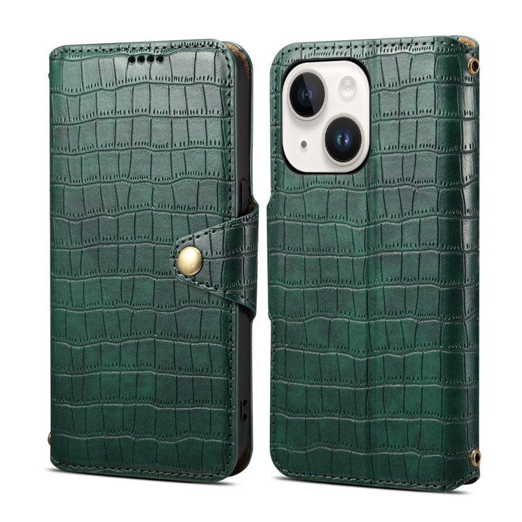 Denior Crocodile Texture Oil Edge Leather Phone Case, For iPhone 16 Pro Max, For iPhone 16 Pro, For iPhone 16 Plus, For iPhone 16, For iPhone 15 Pro Max, For iPhone 15 Pro, For iPhone 15 Plus, For iPhone 15