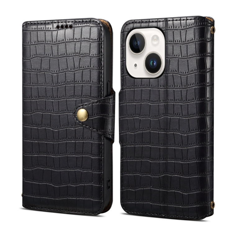 Denior Crocodile Texture Oil Edge Leather Phone Case, For iPhone 16 Pro Max, For iPhone 16 Pro, For iPhone 16 Plus, For iPhone 16, For iPhone 15 Pro Max, For iPhone 15 Pro, For iPhone 15 Plus, For iPhone 15