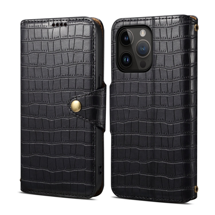 Denior Crocodile Texture Oil Edge Leather Phone Case, For iPhone 15 Plus, For iPhone 15, For iPhone 14 Plus, For iPhone 14, For iPhone 14 Pro, For iPhone 14 Pro Max