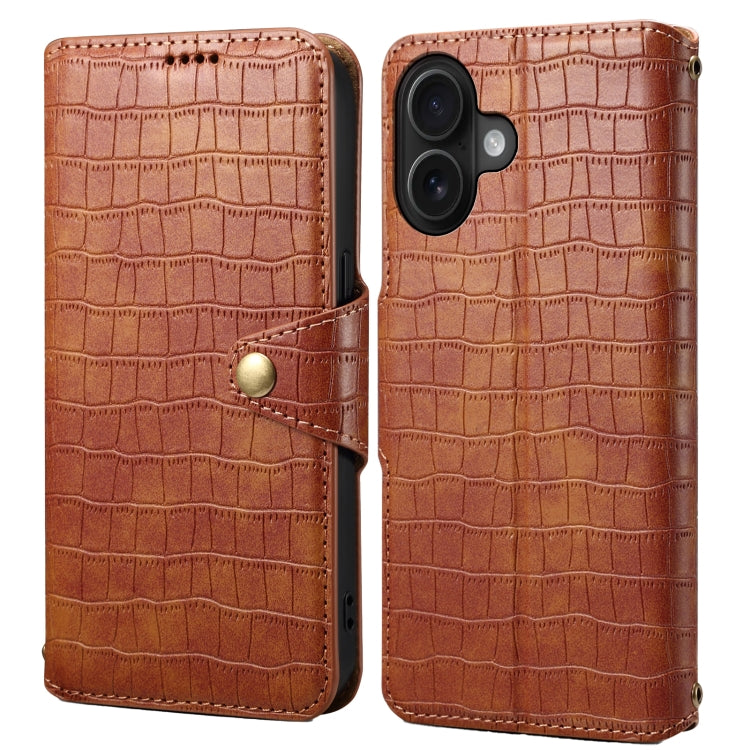 Denior Crocodile Texture Oil Edge Leather Phone Case, For iPhone 16 Pro Max, For iPhone 16 Pro, For iPhone 16 Plus, For iPhone 16, For iPhone 15 Pro Max, For iPhone 15 Pro, For iPhone 15 Plus, For iPhone 15