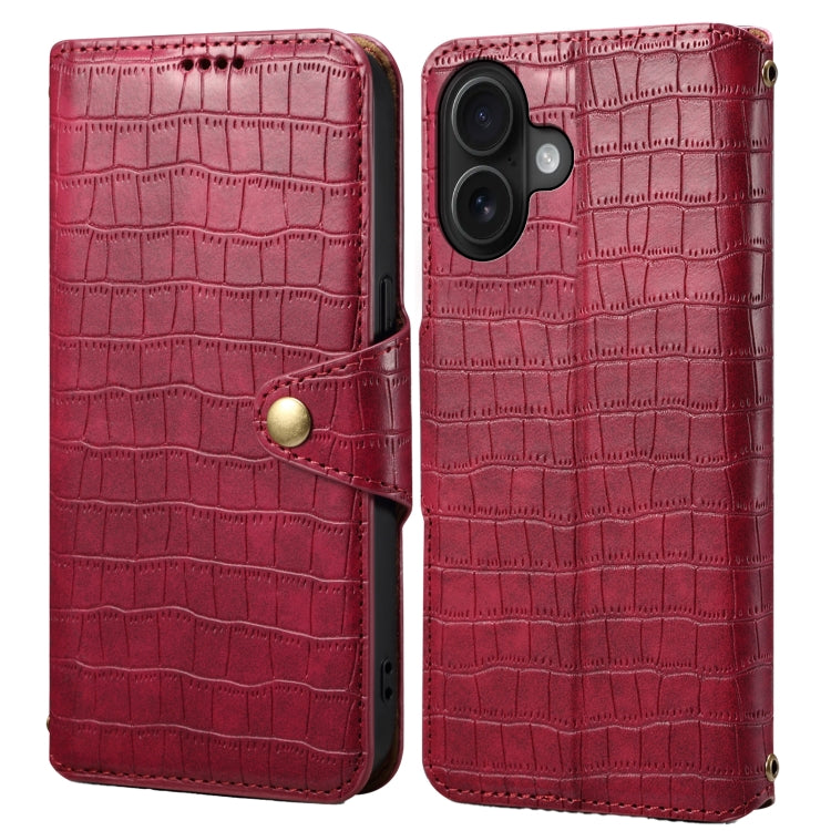 Denior Crocodile Texture Oil Edge Leather Phone Case, For iPhone 16 Pro Max, For iPhone 16 Pro, For iPhone 16 Plus, For iPhone 16, For iPhone 15 Pro Max, For iPhone 15 Pro, For iPhone 15 Plus, For iPhone 15