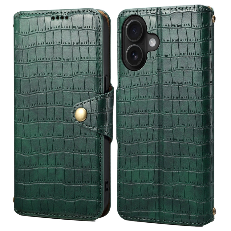 Denior Crocodile Texture Oil Edge Leather Phone Case, For iPhone 16 Pro Max, For iPhone 16 Pro, For iPhone 16 Plus, For iPhone 16, For iPhone 15 Pro Max, For iPhone 15 Pro, For iPhone 15 Plus, For iPhone 15