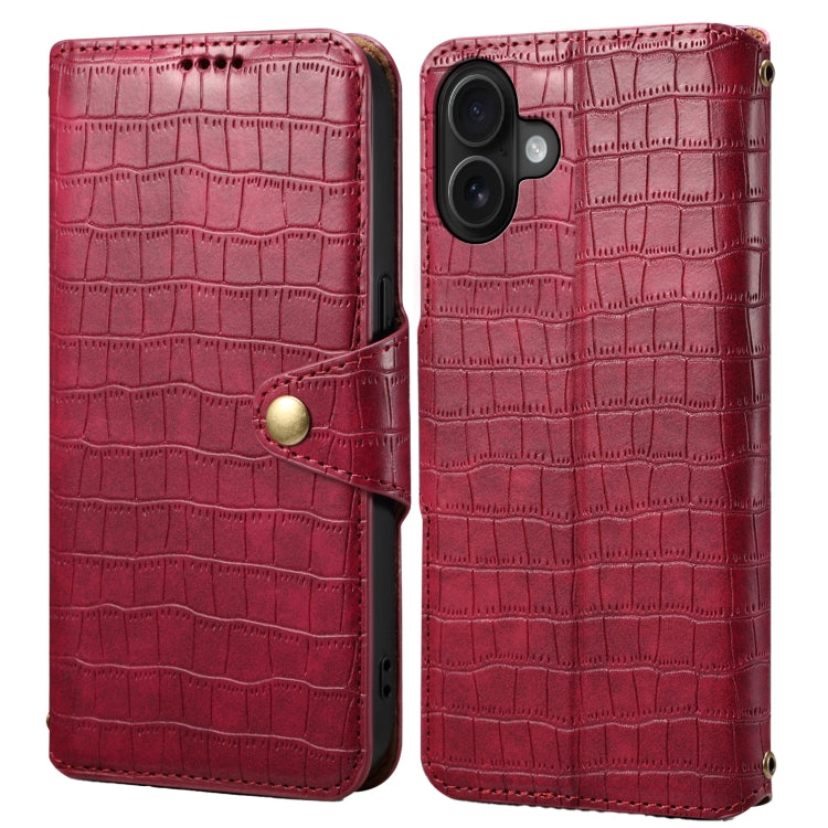 Denior Crocodile Texture Oil Edge Leather Phone Case, For iPhone 16 Pro Max, For iPhone 16 Pro, For iPhone 16 Plus, For iPhone 16, For iPhone 15 Pro Max, For iPhone 15 Pro, For iPhone 15 Plus, For iPhone 15