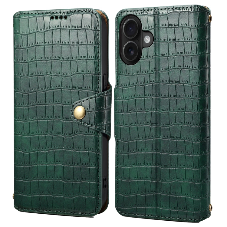 Denior Crocodile Texture Oil Edge Leather Phone Case, For iPhone 16 Pro Max, For iPhone 16 Pro, For iPhone 16 Plus, For iPhone 16, For iPhone 15 Pro Max, For iPhone 15 Pro, For iPhone 15 Plus, For iPhone 15