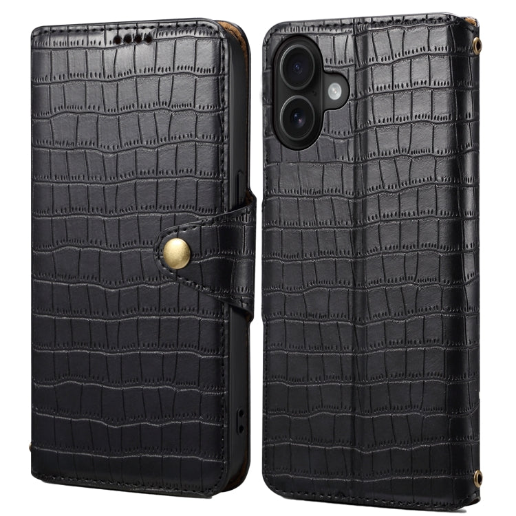 Denior Crocodile Texture Oil Edge Leather Phone Case, For iPhone 16 Pro Max, For iPhone 16 Pro, For iPhone 16 Plus, For iPhone 16, For iPhone 15 Pro Max, For iPhone 15 Pro, For iPhone 15 Plus, For iPhone 15