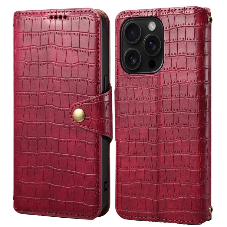 Denior Crocodile Texture Oil Edge Leather Phone Case, For iPhone 16 Pro Max, For iPhone 16 Pro, For iPhone 16 Plus, For iPhone 16, For iPhone 15 Pro Max, For iPhone 15 Pro, For iPhone 15 Plus, For iPhone 15