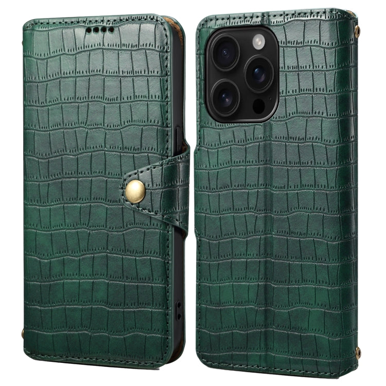 Denior Crocodile Texture Oil Edge Leather Phone Case, For iPhone 16 Pro Max, For iPhone 16 Pro, For iPhone 16 Plus, For iPhone 16, For iPhone 15 Pro Max, For iPhone 15 Pro, For iPhone 15 Plus, For iPhone 15