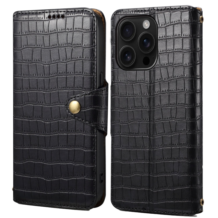 Denior Crocodile Texture Oil Edge Leather Phone Case, For iPhone 16 Pro Max, For iPhone 16 Pro, For iPhone 16 Plus, For iPhone 16, For iPhone 15 Pro Max, For iPhone 15 Pro, For iPhone 15 Plus, For iPhone 15