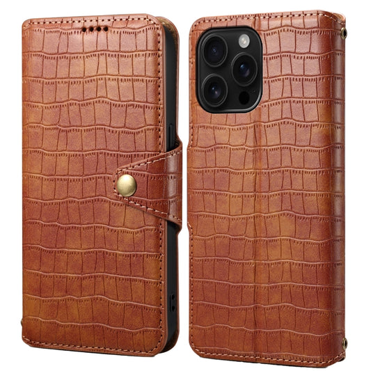 Denior Crocodile Texture Oil Edge Leather Phone Case, For iPhone 16 Pro Max, For iPhone 16 Pro, For iPhone 16 Plus, For iPhone 16, For iPhone 15 Pro Max, For iPhone 15 Pro, For iPhone 15 Plus, For iPhone 15