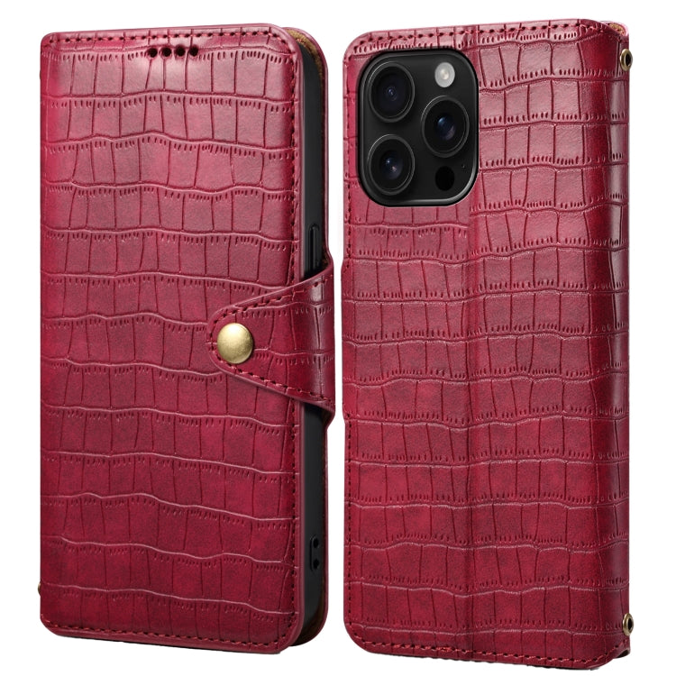 Denior Crocodile Texture Oil Edge Leather Phone Case, For iPhone 16 Pro Max, For iPhone 16 Pro, For iPhone 16 Plus, For iPhone 16, For iPhone 15 Pro Max, For iPhone 15 Pro, For iPhone 15 Plus, For iPhone 15