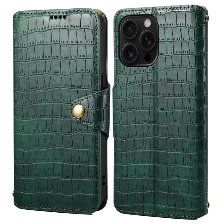 Denior Crocodile Texture Oil Edge Leather Phone Case, For iPhone 16 Pro Max, For iPhone 16 Pro, For iPhone 16 Plus, For iPhone 16, For iPhone 15 Pro Max, For iPhone 15 Pro, For iPhone 15 Plus, For iPhone 15