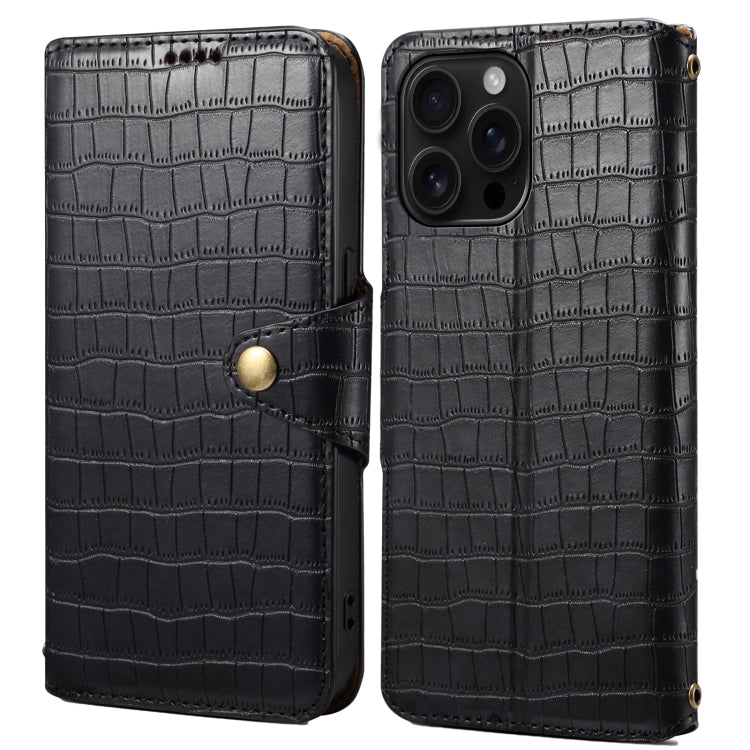 Denior Crocodile Texture Oil Edge Leather Phone Case, For iPhone 16 Pro Max, For iPhone 16 Pro, For iPhone 16 Plus, For iPhone 16, For iPhone 15 Pro Max, For iPhone 15 Pro, For iPhone 15 Plus, For iPhone 15