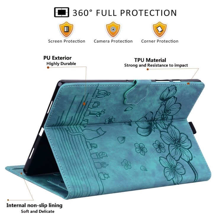 Cartoon Sakura Cat Embossed Smart Leather Tablet Case, For iPad Pro 9.7 / 9.7 2018 / 2017