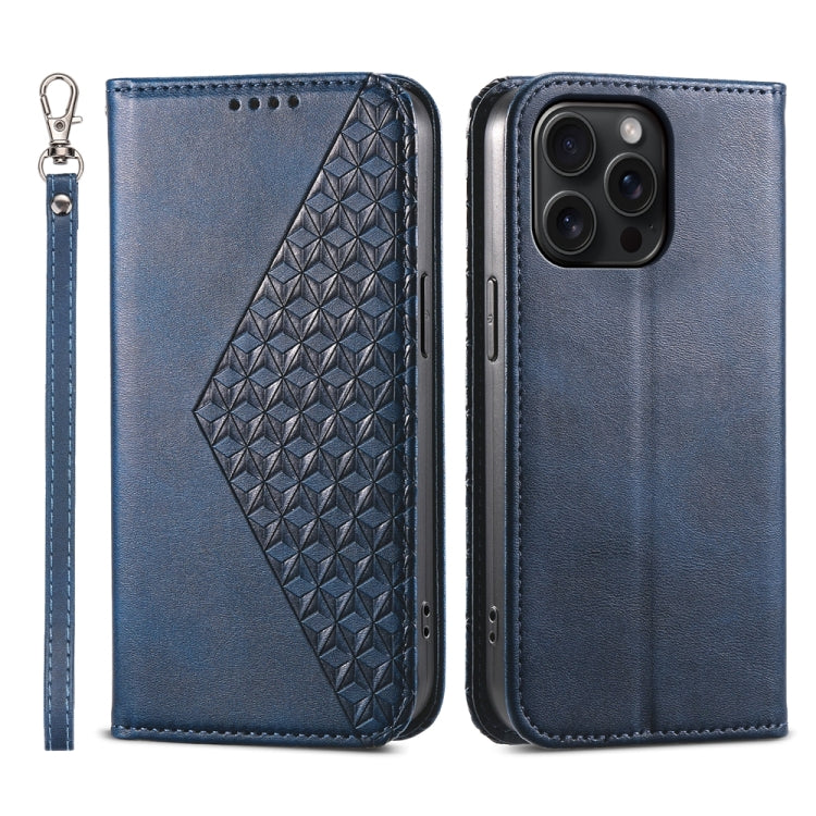 Cubic Grid Calf Texture Magnetic Leather Phone Case, For iPhone 15 Pro Max, For iPhone 15 Pro, For iPhone 15 Plus, For iPhone 15