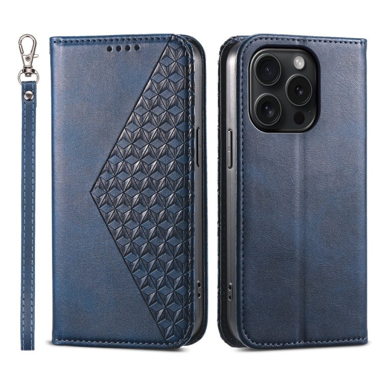 Cubic Grid Calf Texture Magnetic Leather Phone Case, For iPhone 15 Pro Max, For iPhone 15 Pro, For iPhone 15 Plus, For iPhone 15