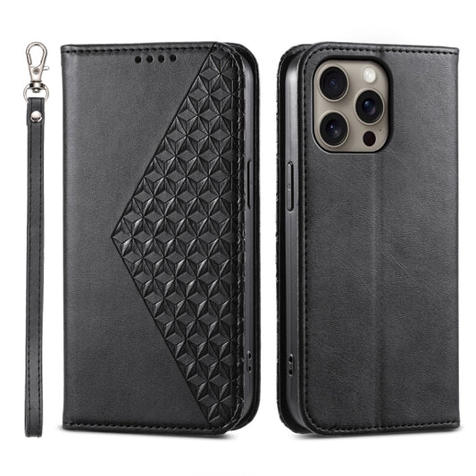 Cubic Grid Calf Texture Magnetic Leather Phone Case, For iPhone 16 Pro Max, For iPhone 16 Pro, For iPhone 16 Plus, For iPhone 16, For iPhone SE 2024