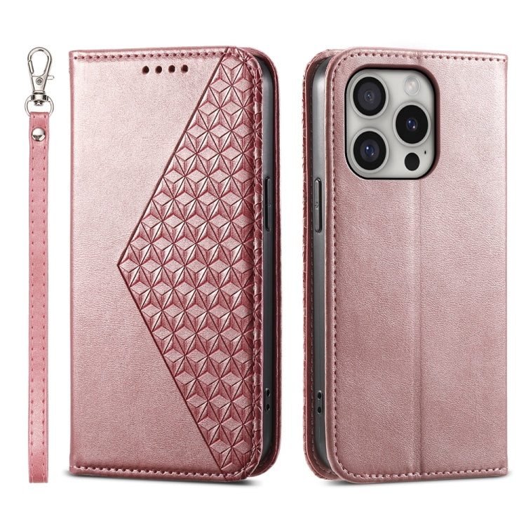 Cubic Grid Calf Texture Magnetic Leather Phone Case, For iPhone 16 Pro Max, For iPhone 16 Pro, For iPhone 16 Plus, For iPhone 16, For iPhone SE 2024