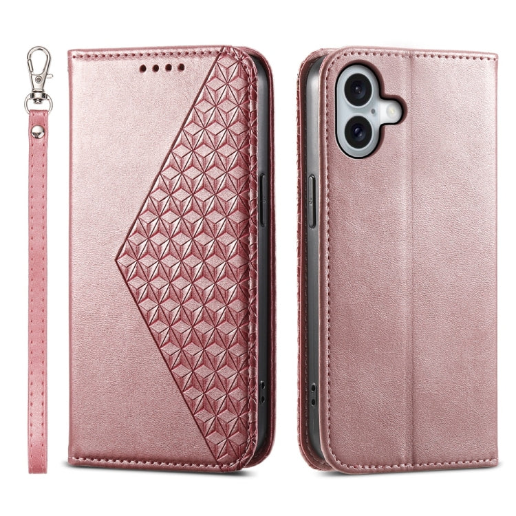 Cubic Grid Calf Texture Magnetic Leather Phone Case, For iPhone 16 Pro Max, For iPhone 16 Pro, For iPhone 16 Plus, For iPhone 16, For iPhone SE 2024