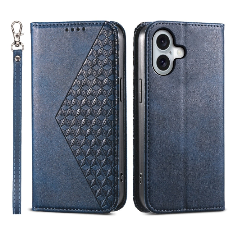 Cubic Grid Calf Texture Magnetic Leather Phone Case, For iPhone 16 Pro Max, For iPhone 16 Pro, For iPhone 16 Plus, For iPhone 16, For iPhone SE 2024