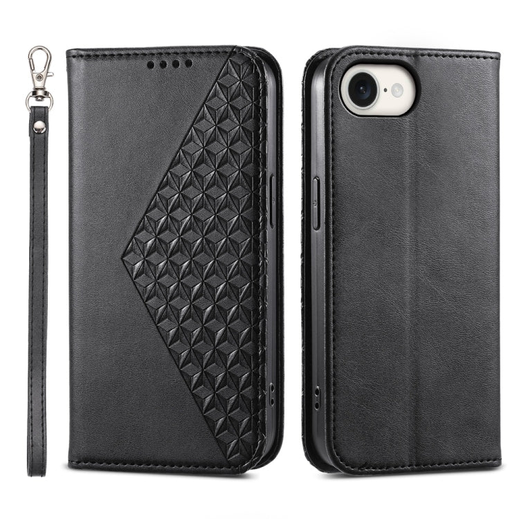 Cubic Grid Calf Texture Magnetic Leather Phone Case, For iPhone 16 Pro Max, For iPhone 16 Pro, For iPhone 16 Plus, For iPhone 16, For iPhone SE 2024