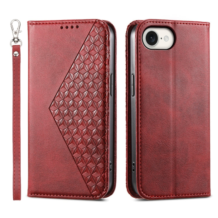 Cubic Grid Calf Texture Magnetic Leather Phone Case, For iPhone 16 Pro Max, For iPhone 16 Pro, For iPhone 16 Plus, For iPhone 16, For iPhone SE 2024