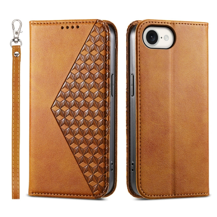 Cubic Grid Calf Texture Magnetic Leather Phone Case, For iPhone 16 Pro Max, For iPhone 16 Pro, For iPhone 16 Plus, For iPhone 16, For iPhone SE 2024