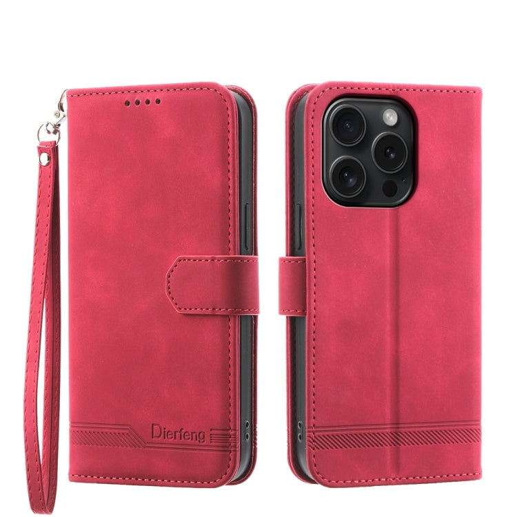 Dierfeng Dream Line TPU + PU Leather Phone Case, For iPhone 15 Pro Max, For iPhone 15 Pro, For iPhone 15 Plus, For iPhone 15