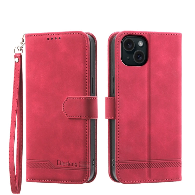 Dierfeng Dream Line TPU + PU Leather Phone Case, For iPhone 15 Pro Max, For iPhone 15 Pro, For iPhone 15 Plus, For iPhone 15