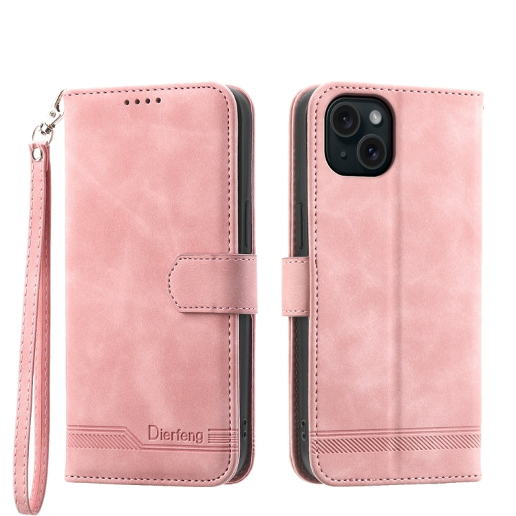 Dierfeng Dream Line TPU + PU Leather Phone Case, For iPhone 15 Pro Max, For iPhone 15 Pro, For iPhone 15 Plus, For iPhone 15