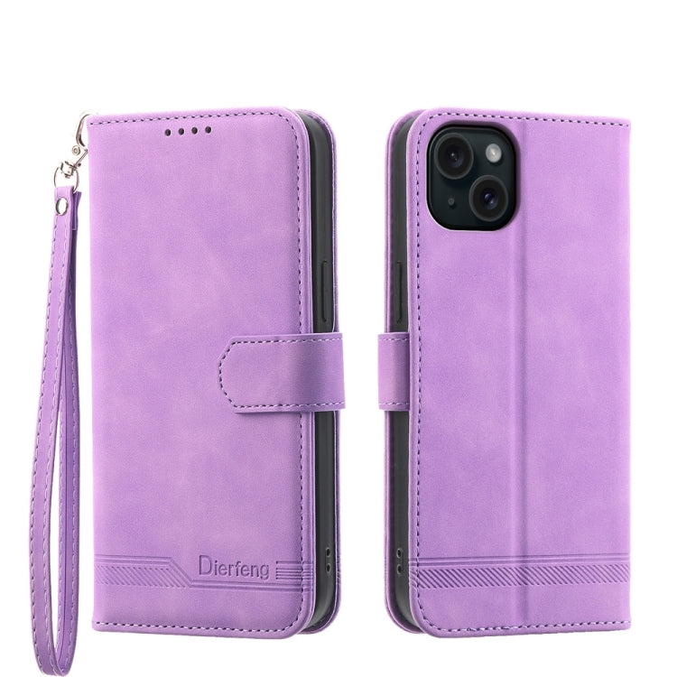 Dierfeng Dream Line TPU + PU Leather Phone Case, For iPhone 15 Pro Max, For iPhone 15 Pro, For iPhone 15 Plus, For iPhone 15