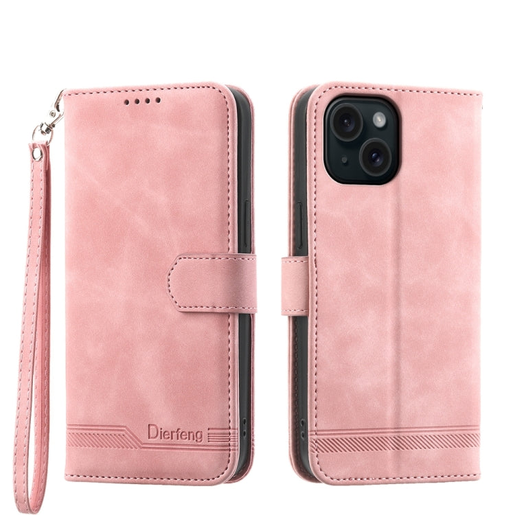 Dierfeng Dream Line TPU + PU Leather Phone Case, For iPhone 15 Pro Max, For iPhone 15 Pro, For iPhone 15 Plus, For iPhone 15