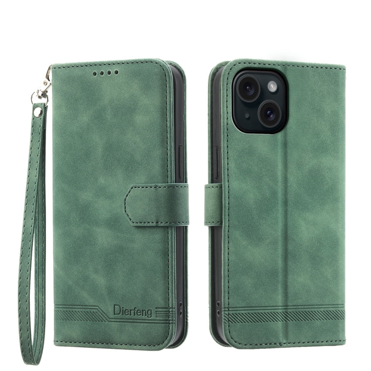 Dierfeng Dream Line TPU + PU Leather Phone Case, For iPhone 15 Pro Max, For iPhone 15 Pro, For iPhone 15 Plus, For iPhone 15