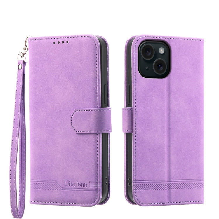 Dierfeng Dream Line TPU + PU Leather Phone Case, For iPhone 15 Pro Max, For iPhone 15 Pro, For iPhone 15 Plus, For iPhone 15