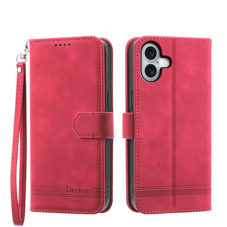 Dierfeng Dream Line TPU + PU Leather Phone Case, For iPhone 16 Pro Max, For iPhone 16 Pro, For iPhone 16 Plus, For iPhone 16, For iPhone SE 2024