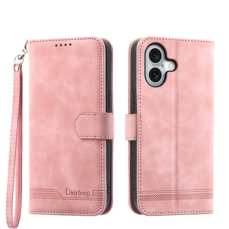 Dierfeng Dream Line TPU + PU Leather Phone Case, For iPhone 16 Pro Max, For iPhone 16 Pro, For iPhone 16 Plus, For iPhone 16, For iPhone SE 2024