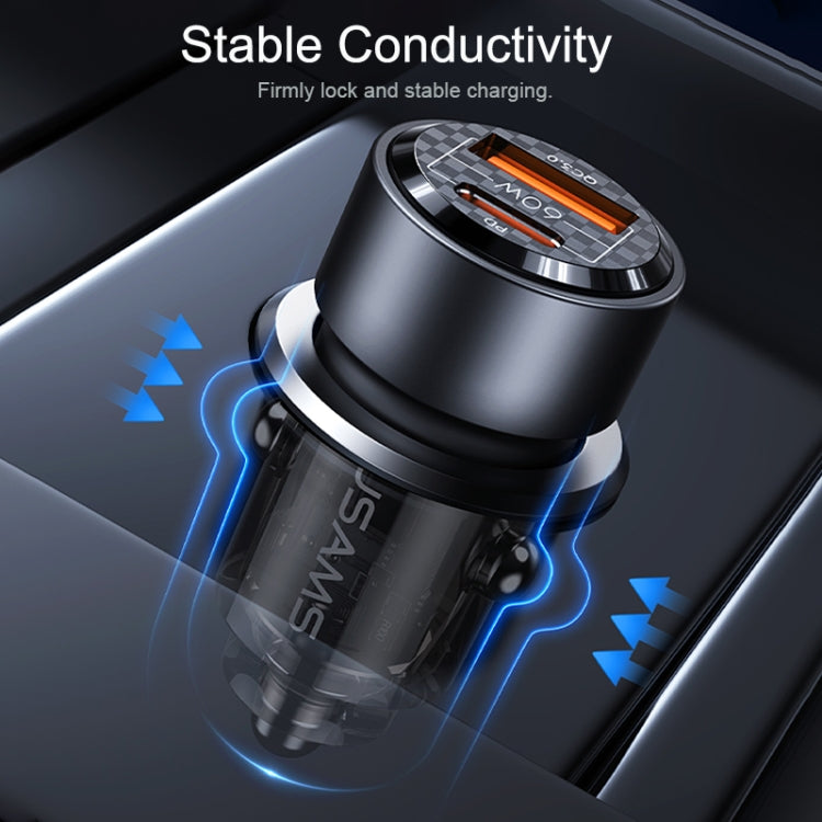 USAMS US-CC208 C39 60W USB + Type-C Dual Port Fast Charging Aluminum Alloy Transparent Car Charger, CC208 C39