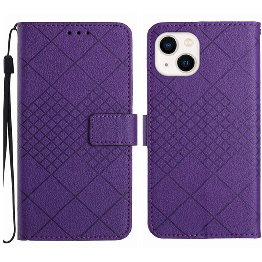 Rhombic Grid Texture Leather Phone Case, For iPhone 15, For iPhone 14 Plus, For iPhone 14, For iPhone 14 Pro