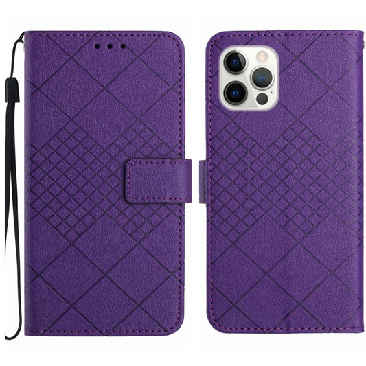 Rhombic Grid Texture Leather Phone Case, For iPhone 14 Pro Max, For iPhone 13 Pro Max, For iPhone 13 Pro, For iPhone 13