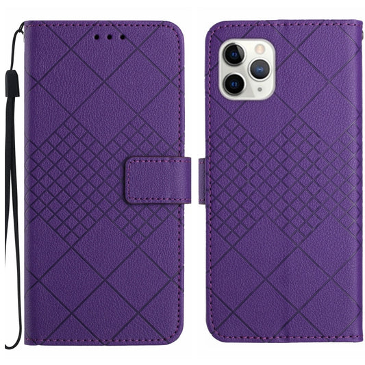 Rhombic Grid Texture Leather Phone Case, For iPhone 11 Pro