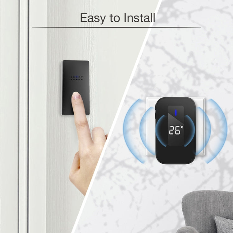 C303B One to One Home Wireless Doorbell Temperature Digital Display Remote Control Elderly Pager, US Plug, EU Plug, UK Plug