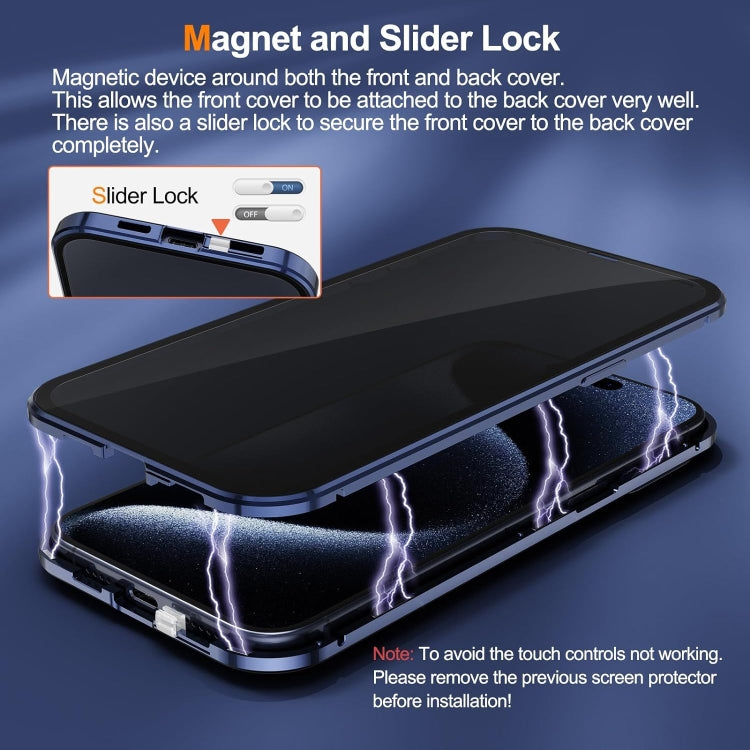 Anti-peeping Magnetic Double-sided Tempered Glass Phone Case, For iPhone 16 Pro Max, For iPhone 16 Pro, For iPhone 16 Plus, For iPhone 16, For iPhone 15 Pro Max, For iPhone 15 Pro